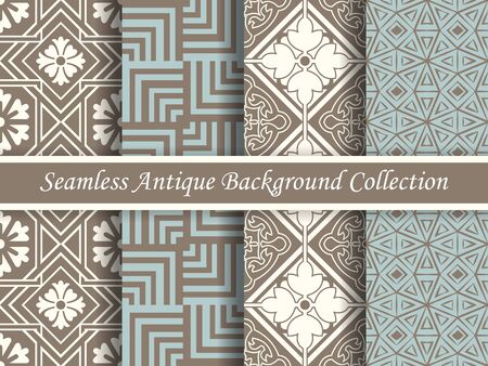 Antique retro abstract pattern set collection can be used for wallpaper, web page background, surface textures.のイラスト素材