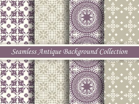 Antique retro abstract pattern set collection can be used for wallpaper, web page background, surface textures.のイラスト素材