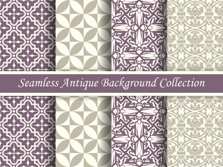 Antique retro abstract pattern set collection can be used for wallpaper, web page background, surface textures.のイラスト素材
