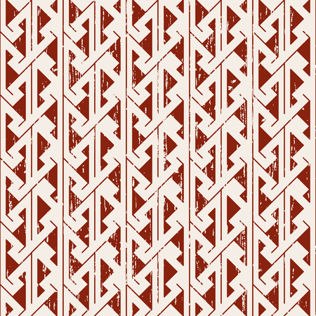 Seamless worn out sawtooth aboriginal geometry pattern background.のイラスト素材