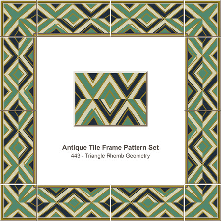 Antique tile frame pattern set_443 Triangle Rhomb Geometryのイラスト素材