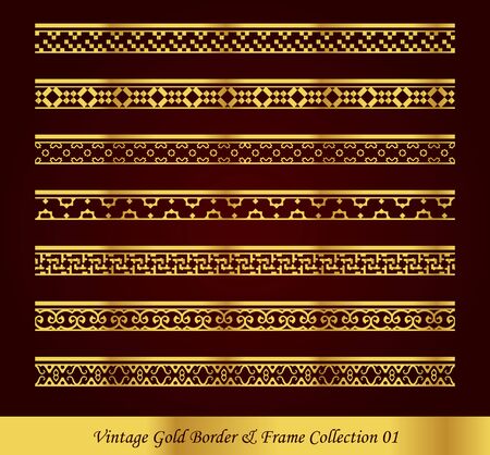 Vintage Gold Border Frame Vector Collectionのイラスト素材