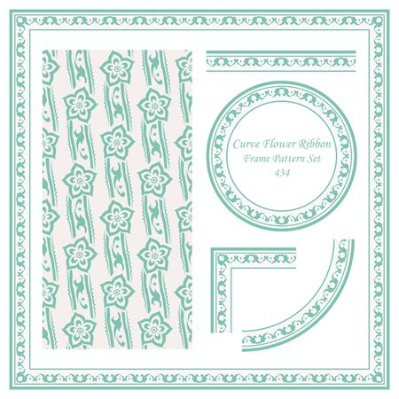 Vintage Border Pattern 434 Curve Flower Ribbonのイラスト素材