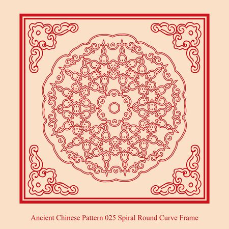 Ancient Chinese Pattern of Spiral Round Curve Frameのイラスト素材