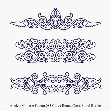Ancient Chinese Pattern of Curve Round Cross Spiral Borderのイラスト素材