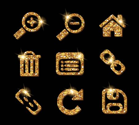 Luxury glittering shining golden web site icon collectionのイラスト素材