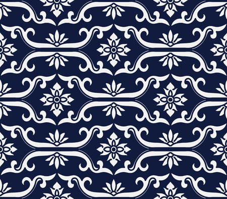 Seamless Blue Spiral Cross Frame Flowerのイラスト素材