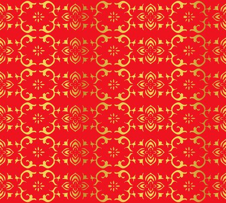 Seamless Golden Chinese Background Cross Spiral Frame Flowerのイラスト素材