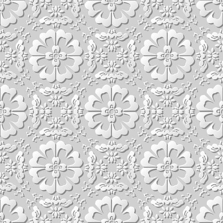 3D paper art pattern cross spiral round flower kaleidoscopeのイラスト素材