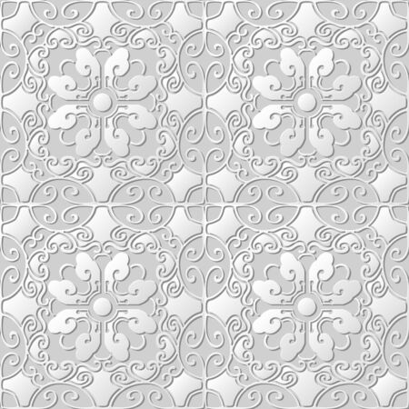 3D paper art pattern spiral oval polygon cross flowerのイラスト素材