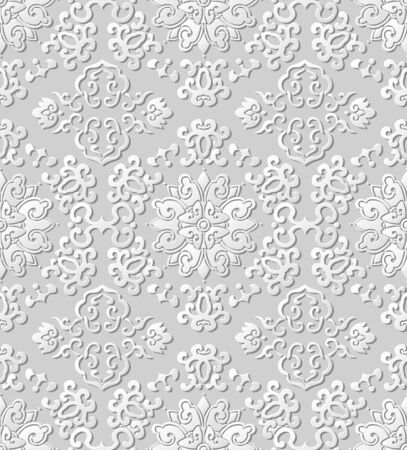 3D paper art pattern spiral cross frame flowerのイラスト素材