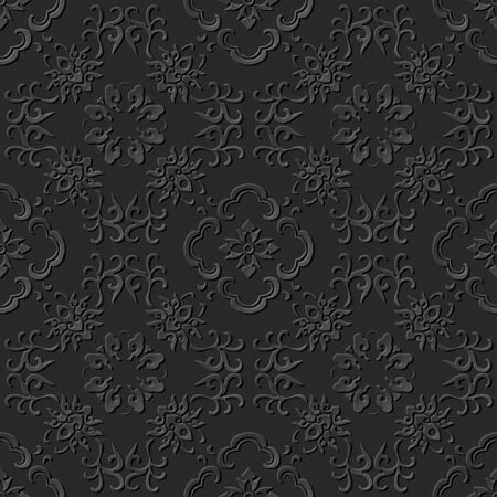 3D paper art pattern curve cross vine flowerのイラスト素材