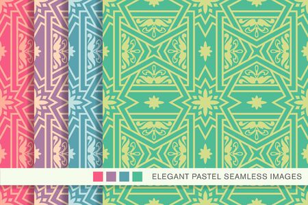 Elegant seamless pastel background set cross star square flower frameのイラスト素材
