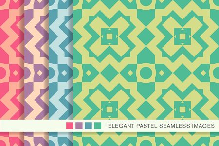 Elegant seamless pastel background set square check geometryのイラスト素材