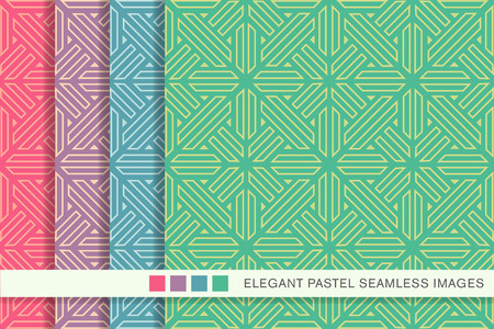 Seamless pastel background set polygon cross geometry lineのイラスト素材