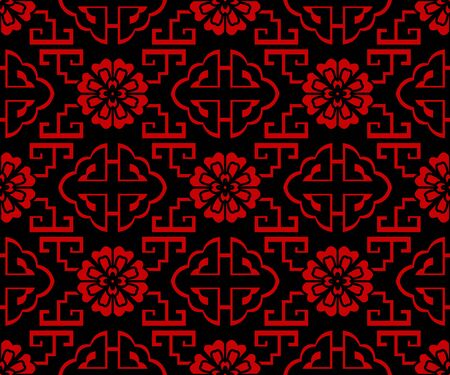 Seamless Chinese Background Geometry Spiral Ladder Flowerのイラスト素材