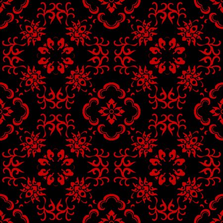 Seamless Chinese Background Curve Cross Vine Flowerのイラスト素材