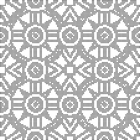 Halftone round black seamless background round cross geometry