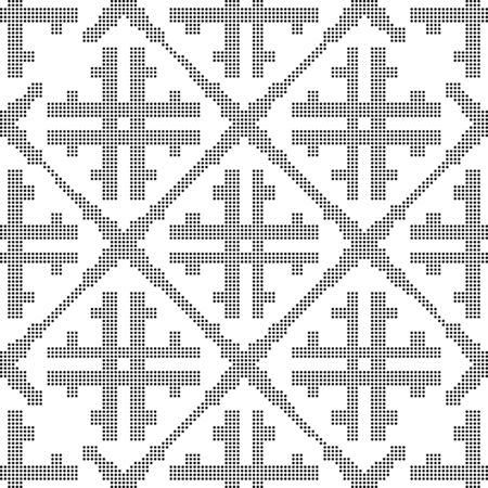 Halftone round black seamless background check cross frameのイラスト素材