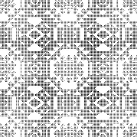Halftone round black seamless background polygon sawtooth cross triangleのイラスト素材