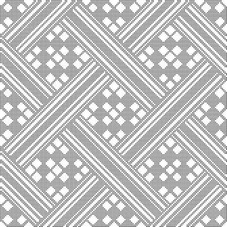 Halftone round black seamless background squaer check cross mosaicのイラスト素材