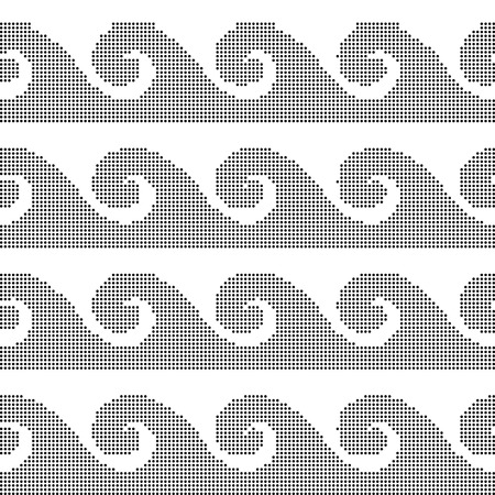Halftone round black seamless background curve spiral wave geometryのイラスト素材