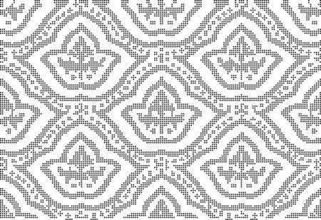 Halftone round black seamless background dot curve line flowerのイラスト素材