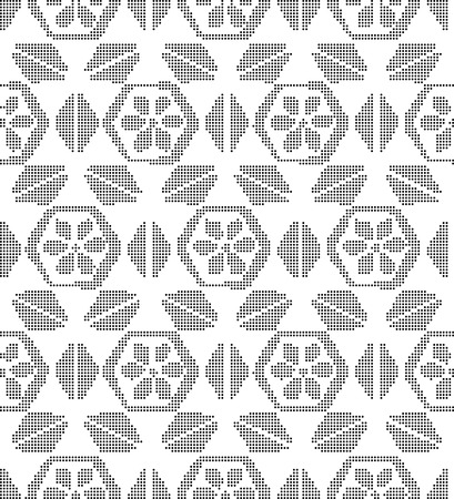 Halftone round black seamless background polygon cross triangle flowerのイラスト素材