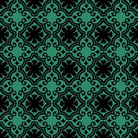 Antique seamless green background spiral round curveのイラスト素材
