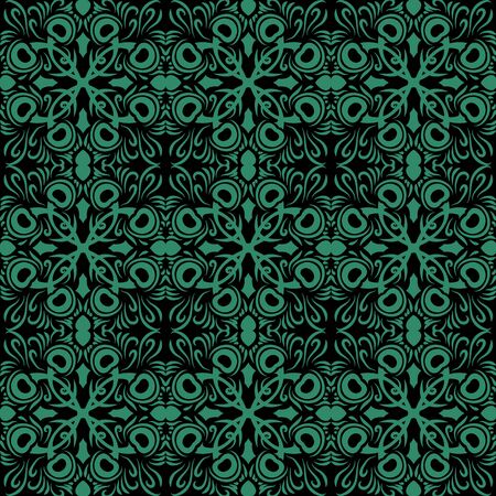 Antique seamless green background peacock feather kaleidoscopeのイラスト素材