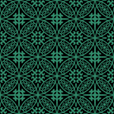 Antique seamless green background cross round frame geometryのイラスト素材