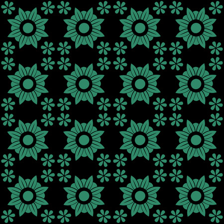 Antique seamless green background round flowerのイラスト素材