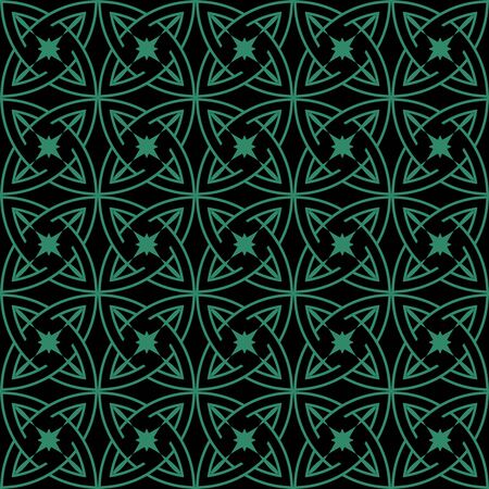 Antique seamless green background round cross geometry lineのイラスト素材