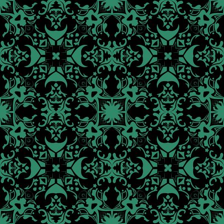 Antique seamless green background geometry kaleidoscopeのイラスト素材