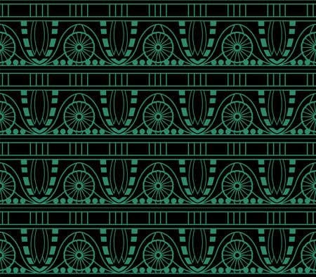 Antique seamless green background aboriginal round flower curve.のイラスト素材