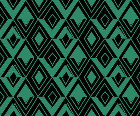 Antique seamless green background triangle geometry golden line.のイラスト素材