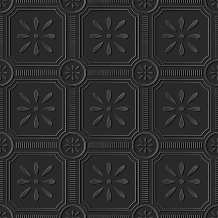 3D paper art round square cross line frame flowerのイラスト素材