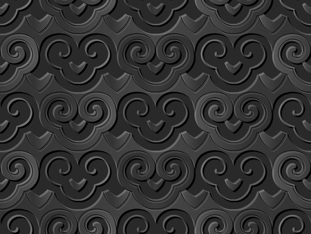 3D paper art spiral curve cross retro Japanese pattern