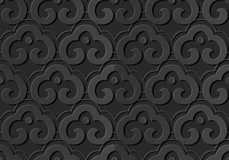 3D paper art oriental curve spiral cross frame