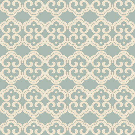 Antique seamless background oriental curve spiral cross round frameのイラスト素材