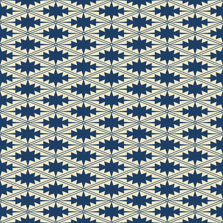 Seamless background navy blue rhomb check cross geometry frame kaleidoscopeのイラスト素材