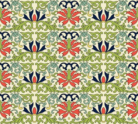 Seamless background retro botanic garden nature flower cross leaf vineのイラスト素材