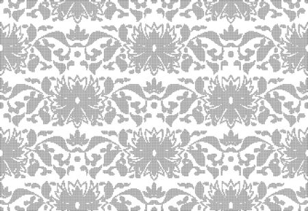 Halftone round black seamless background botanic garden nature leaf flower chintzのイラスト素材