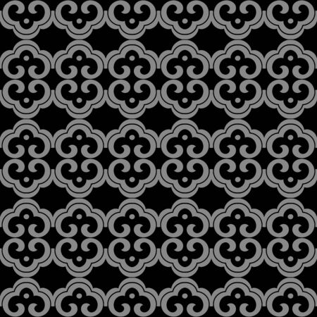 Antique seamless background oriental curve spiral cross round frameのイラスト素材