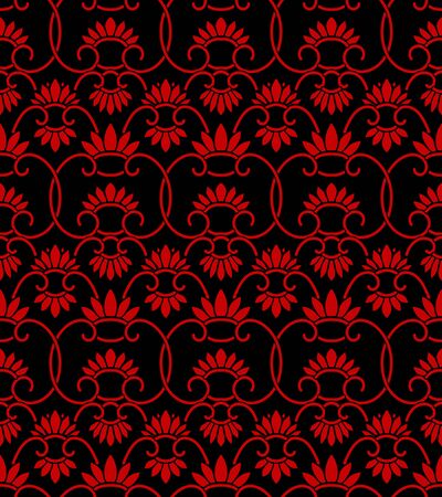 Seamless Chinese Background retro China spiral curve cross vine cross flowerのイラスト素材