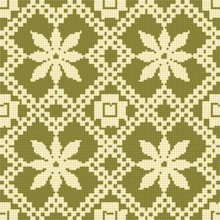 Halftone colorful seamless retro pattern check cross square rhomb flowerのイラスト素材