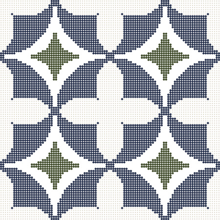 Halftone colorful seamless retro pattern curve round diamond geometry crossのイラスト素材