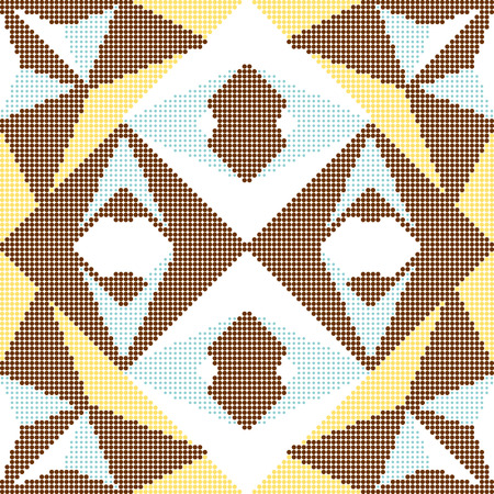 Halftone colorful seamless retro pattern star check triangle cross geometry kaleidoscopeのイラスト素材