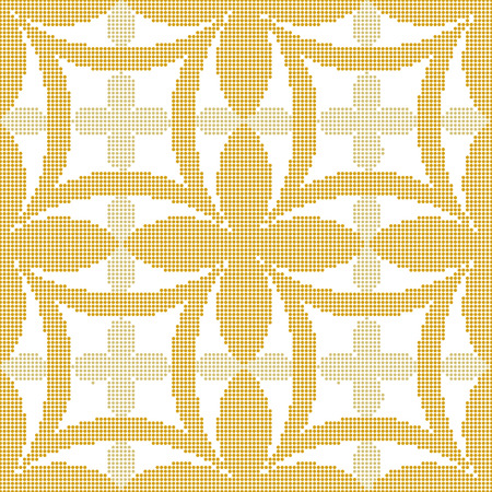 Halftone colorful seamless retro pattern yellow oval cross curve geometryのイラスト素材
