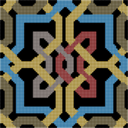 Halftone colorful seamless retro pattern geometry cross star frameのイラスト素材